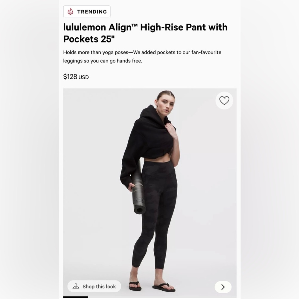 lululemon athletica Black High-Rise Pant 25”